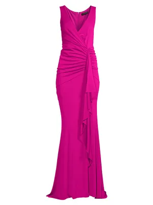 Cascade Sleeveless Draped Gown