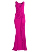 Cascade Sleeveless Draped Gown