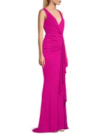 Cascade Sleeveless Draped Gown