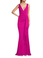 Cascade Sleeveless Draped Gown