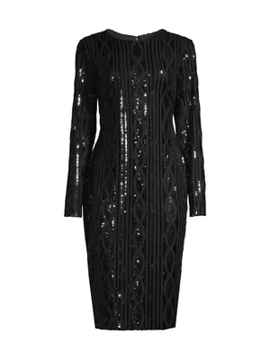 Sequined Cable Midi-Dress