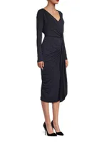 Cascade Long-Sleeve Midi-Dress