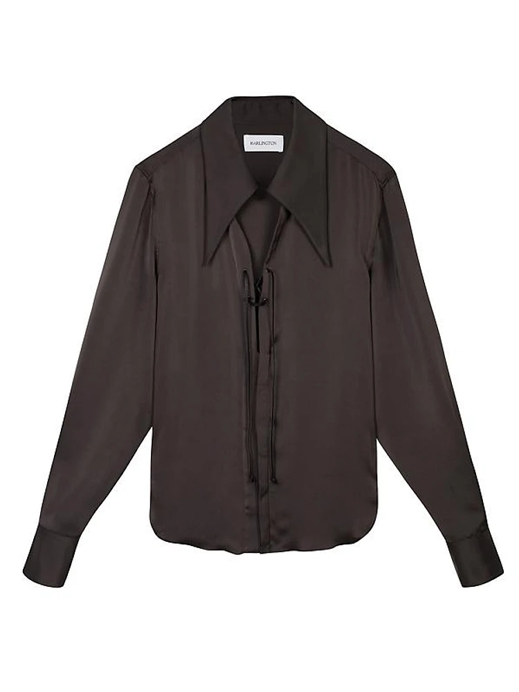 Wake Ione Lace-Up Satin Shirt