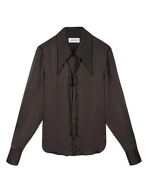 Wake Ione Lace-Up Satin Shirt