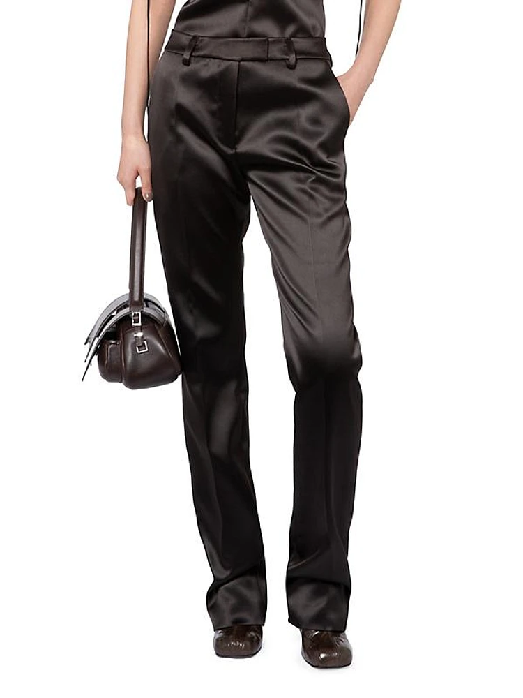 Wake Arin Straight-Leg Satin Trousers