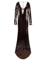 Wake Solarium Sequined Lace-Up Gown