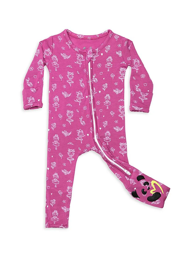 Baby Girl's & Little Ballerina Print Convertible Footie