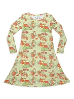 Little Girl's & Apple Orchard Long-Sleeve Dress