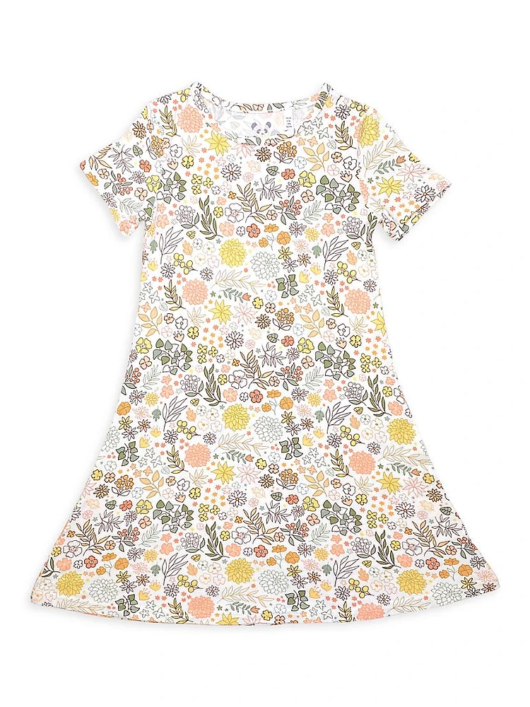 Little Girl's & Floral Short-Sleeve Nightgown