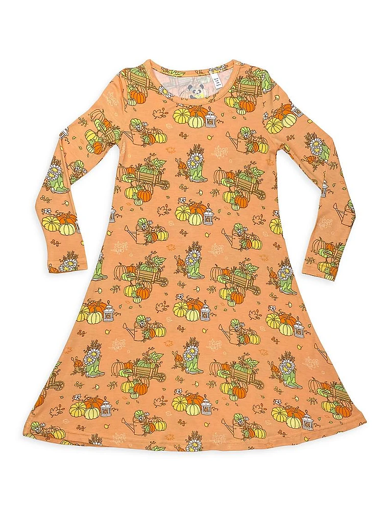 Little Girl's & Pumpkin Long-Sleeve Nightgown