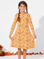 Little Girl's & Pumpkin Long-Sleeve Nightgown