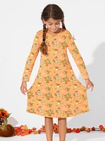 Little Girl's & Pumpkin Long-Sleeve Nightgown