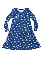 Little Girl's & Hanukkah Cookies Long-Sleeve Dress