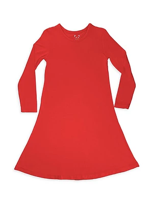 Little Girl's & Winterberry Red Long-Sleeve Dress