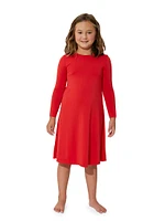 Little Girl's & Winterberry Red Long-Sleeve Dress