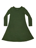 Little Girl's & Evergreen Long-Sleeve Dress