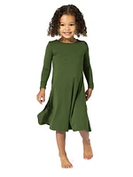 Little Girl's & Evergreen Long-Sleeve Dress