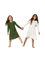 Little Girl's & Evergreen Long-Sleeve Dress