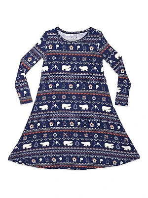 Little Girl's & Girl's Polar Isle Long-Sleeve Dress