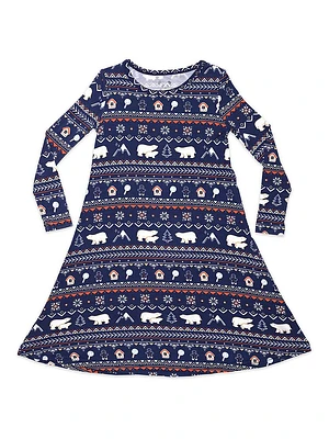 Little Girl's & Polar Isle Long-Sleeve Dress