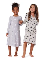 Little Girl's & Black Cat Long-Sleeve Dress