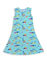 Baby Girl's, Little Girl's & Shark Print Sleeveless Dress