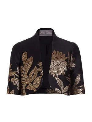 Floral Jacquard Cropped Jacket