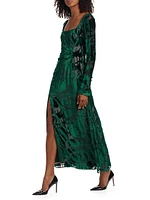 Floral Velvet Burnout Maxi Dress