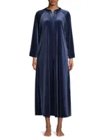 Natalie Long-Sleeve Satin Nightgown