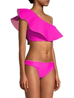 Sunset Waves Reversible One-Shoulder Bikini Top