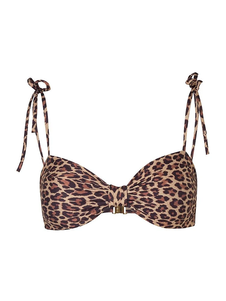 San Miguel Reversible Leopard-Print Bikini Top