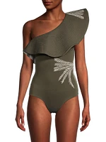 Tucan Embroidered Reversible One-Piece Swimsuit