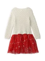 Little Girl's & Red Sparkle Sweaterdress