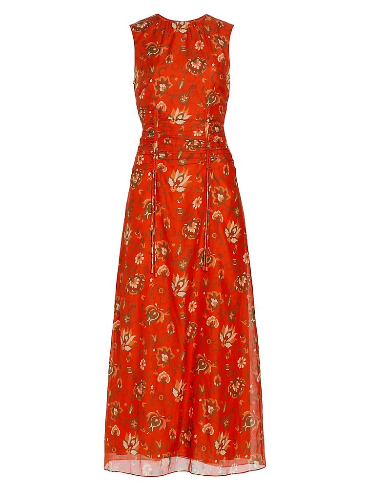 Reyes Floral Ruched Midi-Dress