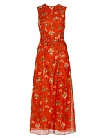 Reyes Floral Ruched Midi-Dress