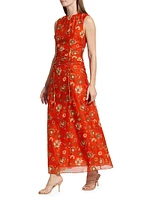 Reyes Floral Ruched Midi-Dress