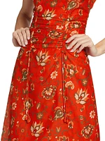 Reyes Floral Ruched Midi-Dress