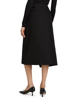 Wool Wrap Midi-Skirt