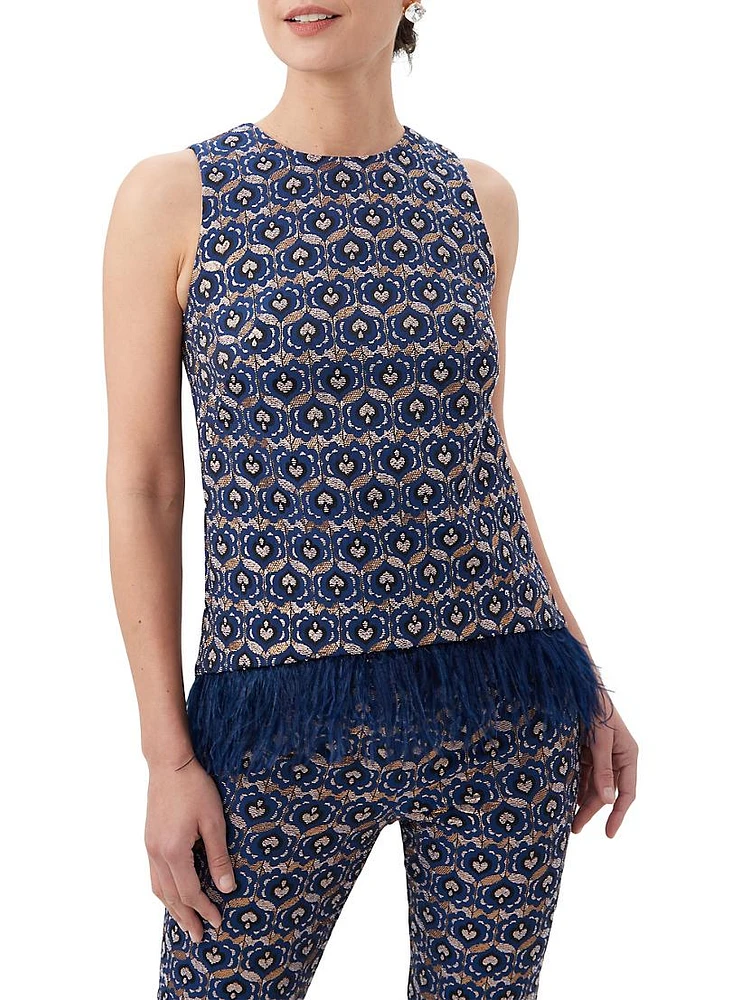 Ena Jacquard Fringe Top