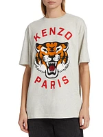 Lucky Tiger Oversize Graphic Cotton T-Shirt