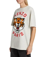 Lucky Tiger Oversize Graphic Cotton T-Shirt