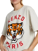 Lucky Tiger Oversize Graphic Cotton T-Shirt