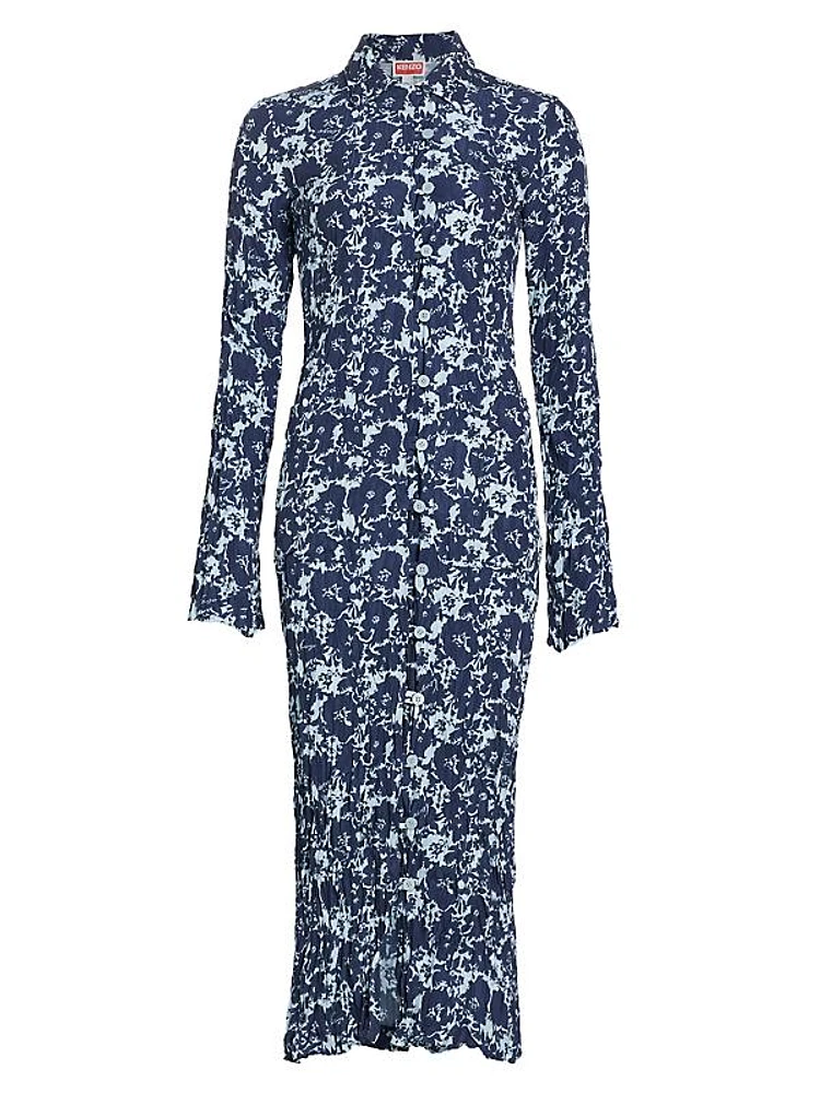 Floral Long-Sleeve Shirtdress