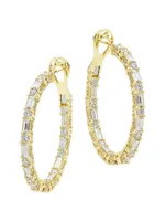 Classic Crescent Royalt 18K Gold & TCW Diamond Hoop Earrings