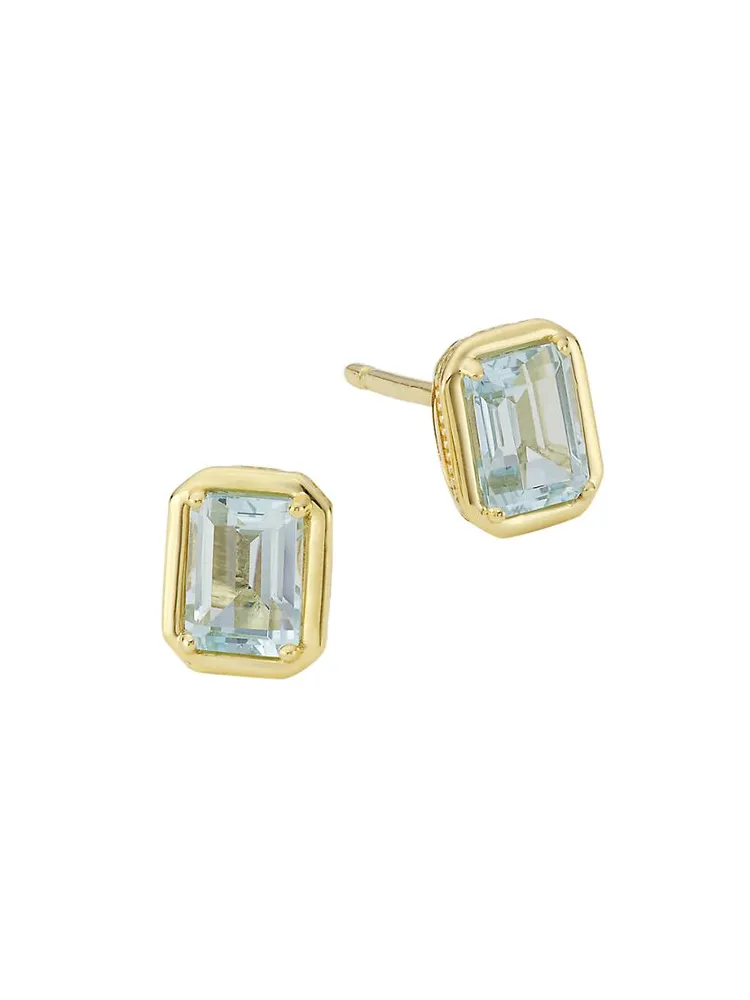 Tacori Allure 18K Gold & Blue Topaz Stud Earrings