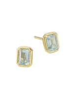 Tacori Allure 18K Gold & Blue Topaz Stud Earrings