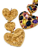 Gemstone Heart Goldtone & Crystal Chandelier Earrings