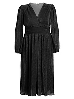 Sophie Pleated Long-Sleeve Midi-Dress