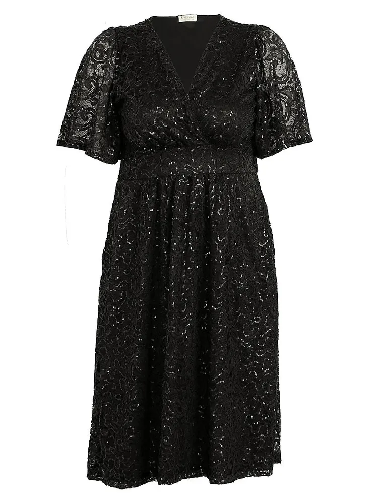 Starry Sequin-Embellished Lace Dress