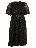 Starry Sequin-Embellished Lace Dress